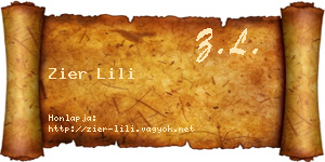 Zier Lili névjegykártya